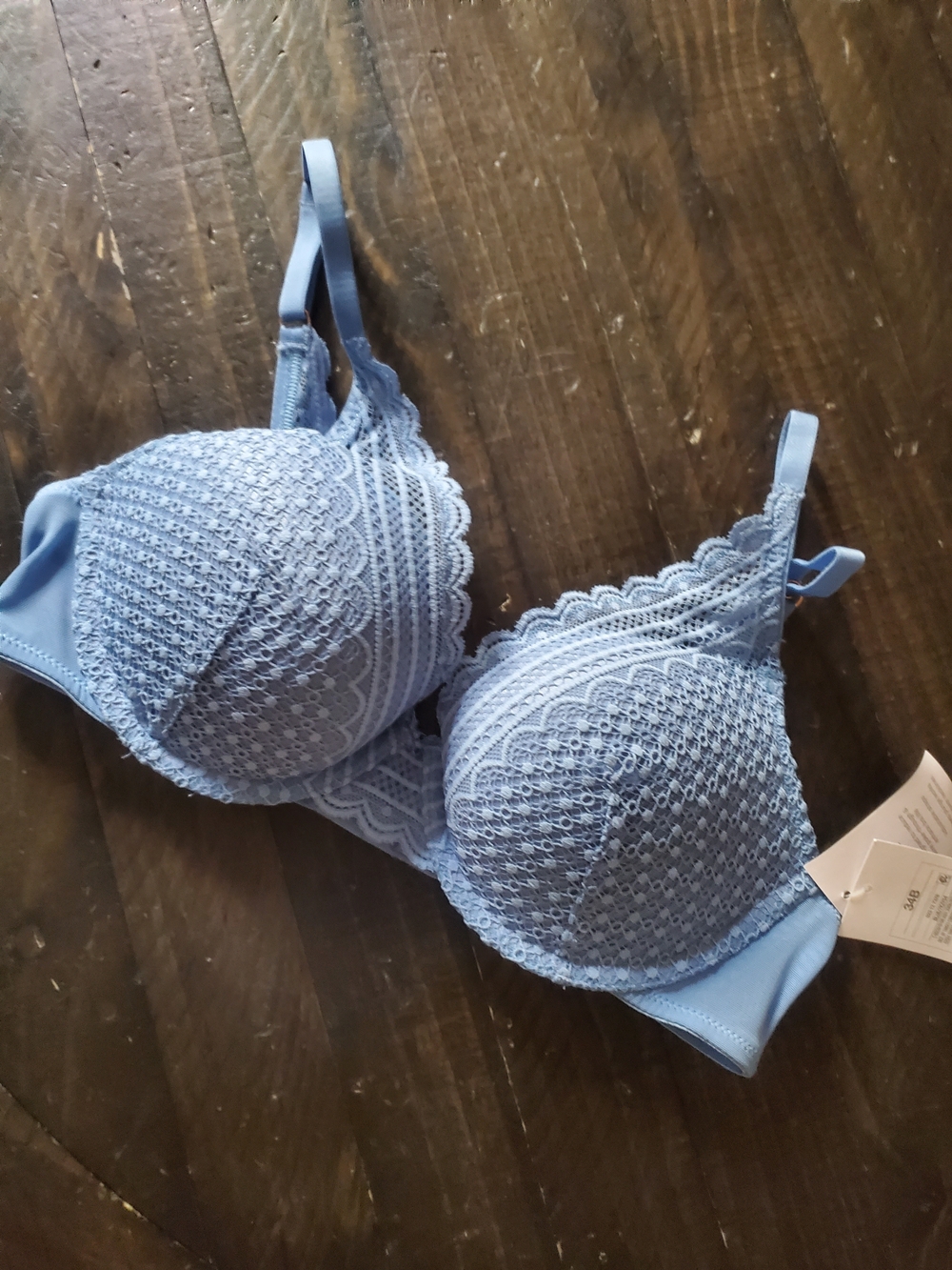 Auden Light Blue Lace Underwire Push Up Bra